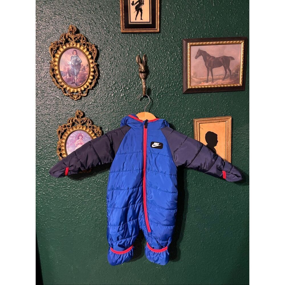 baby Nike Boys 6 Month Snowsuit Bunting Suit Hooded Blue Winter Snow warm cute